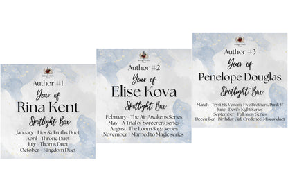Year of RINA KENT, ELISE KOVA, and PENELOPE DOUGLAS Author Spotlight Box